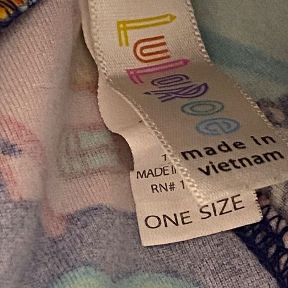 1416 LuLaRoe Leggings Size OS Blue and Yellow House Architecture Print N… - Picture 3 of 4